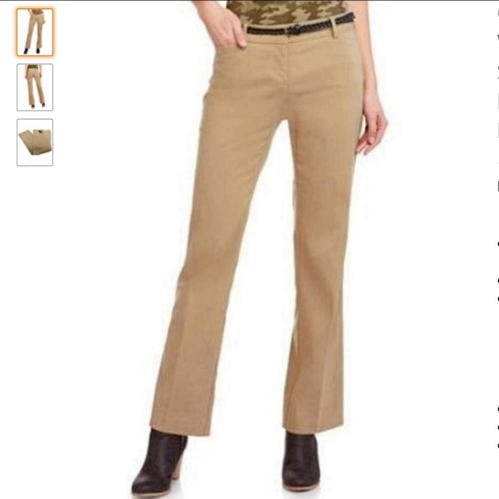 GEORGE London Fit Straight Leg Khaki Dune Workwear Office Slacks 14 Petite